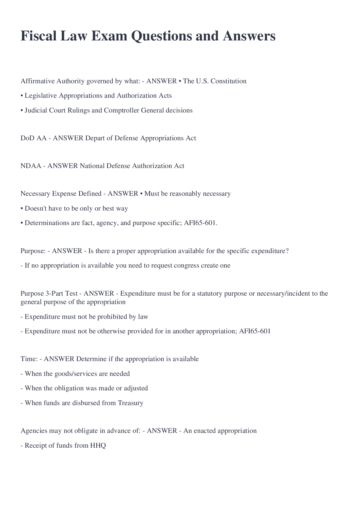 Fiscal Law Exam Questions and Answers - Browsegrades